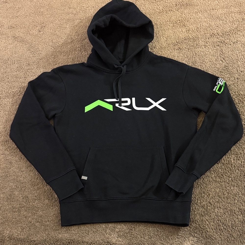 RLX Ralph Lauren Black Hoodie with Green and White Accents - Picture 4 of 4